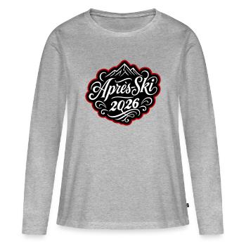 Apres-Ski 2026 Apres Ski - Frauen Premium Bio Langarmshirt - Grau meliert - Vorne - Julia (174cm)