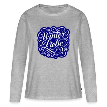 Amour d’hiver Coeur hivernal - T-shirt manches longues Premium bio Femme - gris chiné - Devant - Julia (174cm)