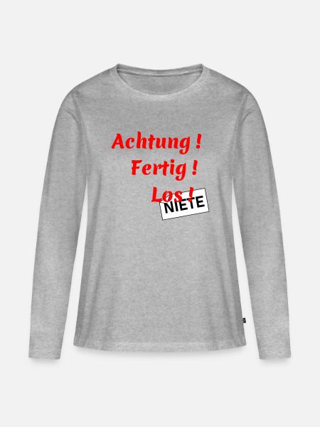 Achtung - Fertig - Los - Frauen Premium Bio Langarmshirt - Grau meliert