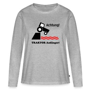 Débutants en tracteurs - T-shirt manches longues Premium bio Femme - gris chiné - Devant - Julia (174cm)