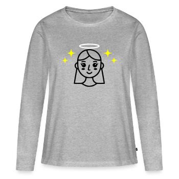 ange-visage-radiant-beauté-amour-propre - T-shirt manches longues Premium bio Femme - gris chiné - Devant - Julia (174cm)