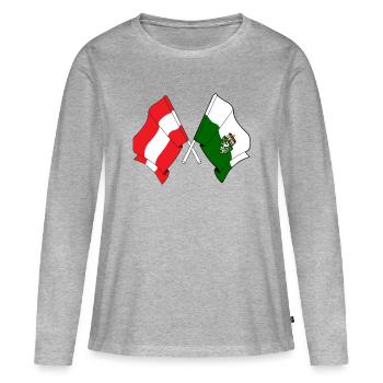 Drapeaux croisés de l’Autriche et de la Styrie - T-shirt manches longues Premium bio Femme - gris chiné - Devant - Julia (174cm)