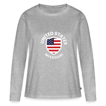 Drapeau du Missouri Shield USA - T-shirt manches longues Premium bio Femme - gris chiné - Devant - Julia (174cm)