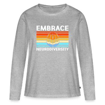 Autisme, autisme, TDAH, syndrome d’Asperger, neurodiversité - T-shirt manches longues Premium bio Femme - gris chiné - Devant - Julia (174cm)