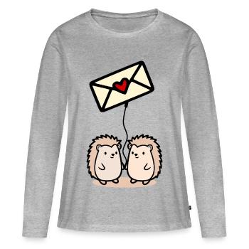 Lettres d’amour de la Saint-Valentin - T-shirt manches longues Premium bio Femme - gris chiné - Devant - Julia (174cm)