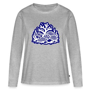 Océan récif corallien - T-shirt manches longues Premium bio Femme - gris chiné - Devant - Julia (174cm)