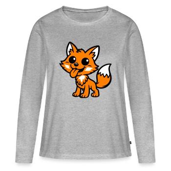 Fox Comic - Women's Premium Organic Long Sleeve Shirt - heather grey - Front - Julia (174cm)