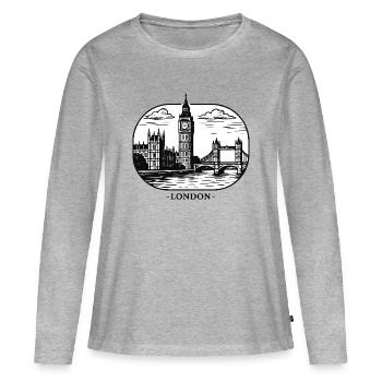 London Line Style: Big Ben and Tower Bridge - Women's Premium Organic Long Sleeve Shirt - heather grey - Front - Julia (174cm)