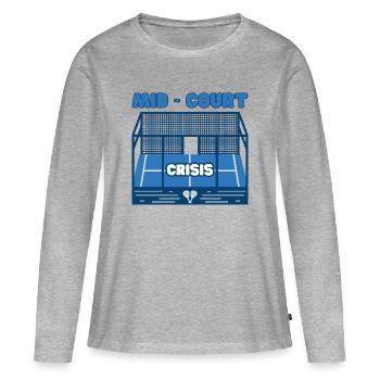 Crise au milieu du terrain de padel - Cadeau de padel amusant - T-shirt manches longues Premium bio Femme - gris chiné - Devant - Julia (174cm)