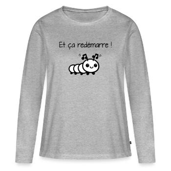 And it starts again! - Women's Premium Organic Long Sleeve Shirt - heather grey - Front - Julia (174cm)