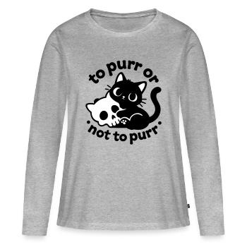 Ronronner ou ne pas ronronner | Diction du chat noir - T-shirt manches longues Premium bio Femme - gris chiné - Devant - Julia (174cm)