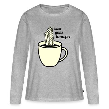 nicht ganz knusper - Frauen Premium Bio Langarmshirt - Grau meliert - Vorne - Julia (174cm)