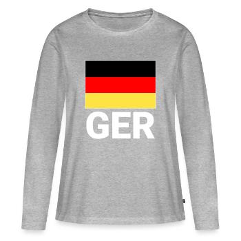 Drapeau allemand avec abréviation CECR - T-shirt manches longues Premium bio Femme - gris chiné - Devant - Julia (174cm)