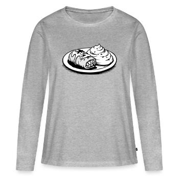 Wrap de chou Golubzi avec purée de pommes de terre - T-shirt manches longues Premium bio Femme - gris chiné - Devant - Julia (174cm)