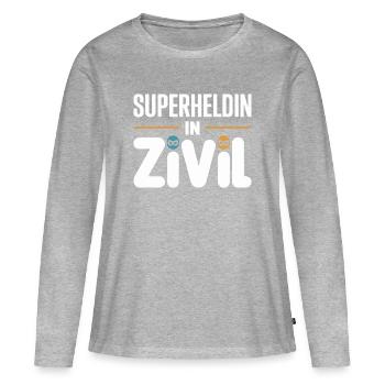 Super-héroïne en costume de super-héros civil - T-shirt manches longues Premium bio Femme - gris chiné - Devant - Julia (174cm)