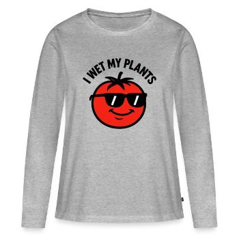 Je Mouille Mes Plantes Tomate Jardinage - T-shirt manches longues Premium bio Femme - gris chiné - Devant - Julia (174cm)