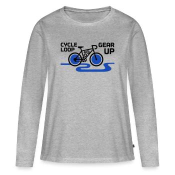 Motivational Gear Up Bicycle Loop - Women's Premium Organic Long Sleeve Shirt - heather grey - Front - Julia (174cm)