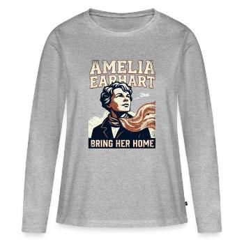 Amelia Earhart – Bring Her Home - Women's Premium Organic Long Sleeve Shirt - heather grey - Front - Julia (174cm)
