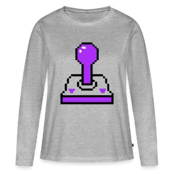 Console rétro Arcade Joystick - T-shirt manches longues Premium bio Femme - gris chiné - Devant - Julia (174cm)