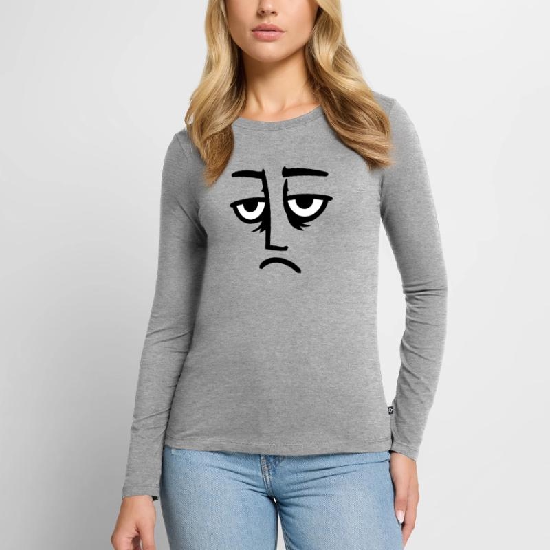 Grumpy sad disappointed face funny Women's Premium Organic Long Sleeve Shirt