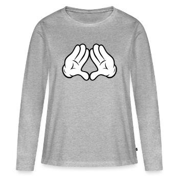 Comic Style Hände Diamant Pyramide Dreieck Raute - Frauen Premium Bio Langarmshirt - Grau meliert - Vorne - Julia (174cm)