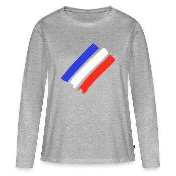 Drapeau français - Bandes - T-shirt manches longues Premium bio Femme - gris chiné - Devant - Julia (174cm)