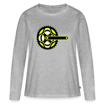 Icône de plateau de vélo - T-shirt manches longues Premium bio Femme - gris chiné - Devant - Julia (174cm)
