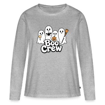 Boo Crew Halloween Ghosts - T-shirt manches longues Premium bio Femme - gris chiné - Devant - Julia (174cm)