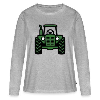 Tractor Front View Logo - Women's Premium Organic Long Sleeve Shirt - heather grey - Front - Julia (174cm)