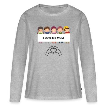 J’adore ma maman – Portraits d’enfants - T-shirt manches longues Premium bio Femme - gris chiné - Devant - Julia (174cm)