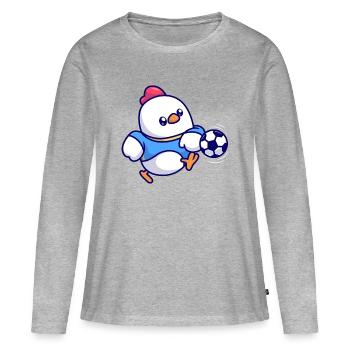 Coup de pied de football pour filles - T-shirt manches longues Premium bio Femme - gris chiné - Devant - Julia (174cm)