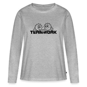 Travail d’équipe 3 - T-shirt manches longues Premium bio Femme - gris chiné - Devant - Julia (174cm)