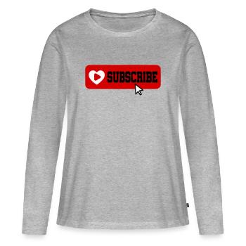 Fabulous YouTube Channel Subscribe Button Icon - Women's Premium Organic Long Sleeve Shirt - heather grey - Front - Julia (174cm)