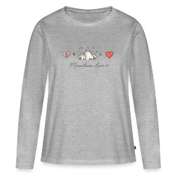 Les montagnes guérissent le cœur | Randonnée et aménagement extérieur - T-shirt manches longues Premium bio Femme - gris chiné - Devant - Julia (174cm)