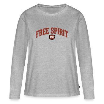 Lettrage Free Spirit MC - T-shirt manches longues Premium bio Femme - gris chiné - Devant - Julia (174cm)