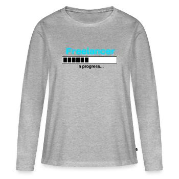Freelancer in Progress – Self-Employment Motif - Women's Premium Organic Long Sleeve Shirt - heather grey - Front - Julia (174cm)