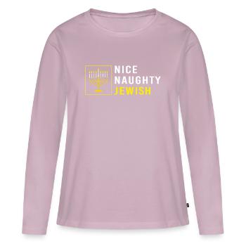 Hanoukka Hanoukka Hanoukka - T-shirt manches longues Premium bio Femme - rose poudré - Devant - Julia (174cm)