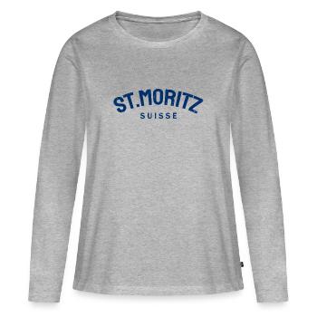 St. Moritz - Suisse - Switzerland - Swiss - Women's Premium Organic Long Sleeve Shirt - heather grey - Front - Julia (174cm)