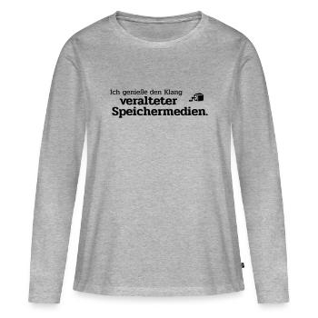 Supports de stockage obsolètes - T-shirt manches longues Premium bio Femme - gris chiné - Devant - Julia (174cm)