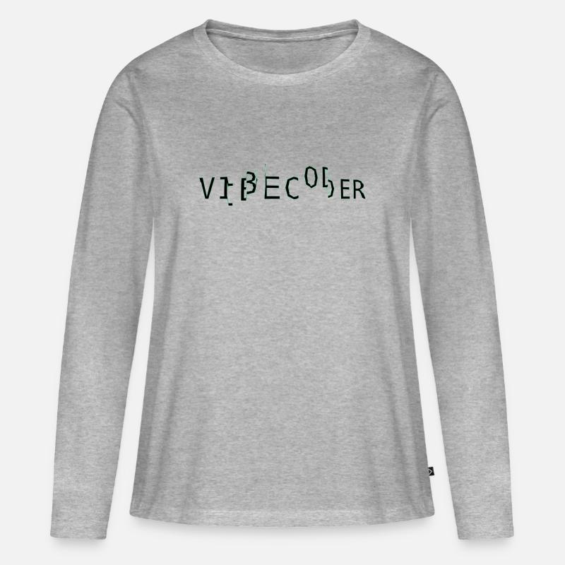 vibecoder_mono Glitch - Frauen Premium Bio Langarmshirt - Grau meliert
