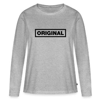 Das echte Original - Frauen Premium Bio Langarmshirt - Grau meliert - Vorne - Julia (174cm)