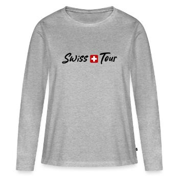 Vacances Swiss Tour Switzerland - T-shirt manches longues Premium bio Femme - gris chiné - Devant - Julia (174cm)