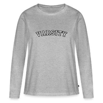 Conception de la police universitaire - T-shirt manches longues Premium bio Femme - gris chiné - Devant - Julia (174cm)