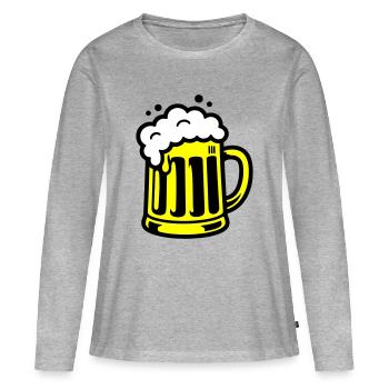 Icône de chope de bière - T-shirt manches longues Premium bio Femme - gris chiné - Devant - Julia (174cm)