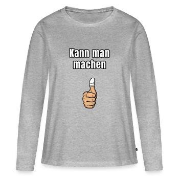Tu peux le faire – Pouce ironique - T-shirt manches longues Premium bio Femme - gris chiné - Devant - Julia (174cm)