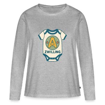 Zwilling Buchstabe A Babybody - Frauen Premium Bio Langarmshirt - Grau meliert - Vorne - Julia (174cm)