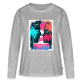 Neon Tropics Silhouette Romance - Women's Premium Organic Long Sleeve Shirt - heather grey - Front - Julia (174cm)