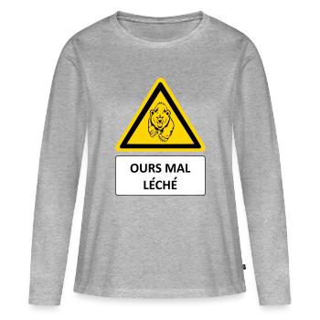 Ours mal léché - T-shirt manches longues Premium bio Femme - gris chiné - Devant - Julia (174cm)