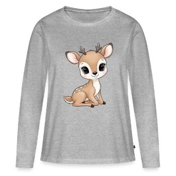 Cute Foal Cartoon - Women's Premium Organic Long Sleeve Shirt - heather grey - Front - Julia (174cm)