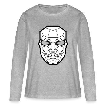Lignes géométriques de masques faciaux - T-shirt manches longues Premium bio Femme - gris chiné - Devant - Julia (174cm)